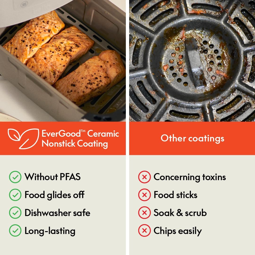 Bella Fits-anywhere™ Slim 4qt Air Fryer, Non-Toxic Coating, Oatmilk