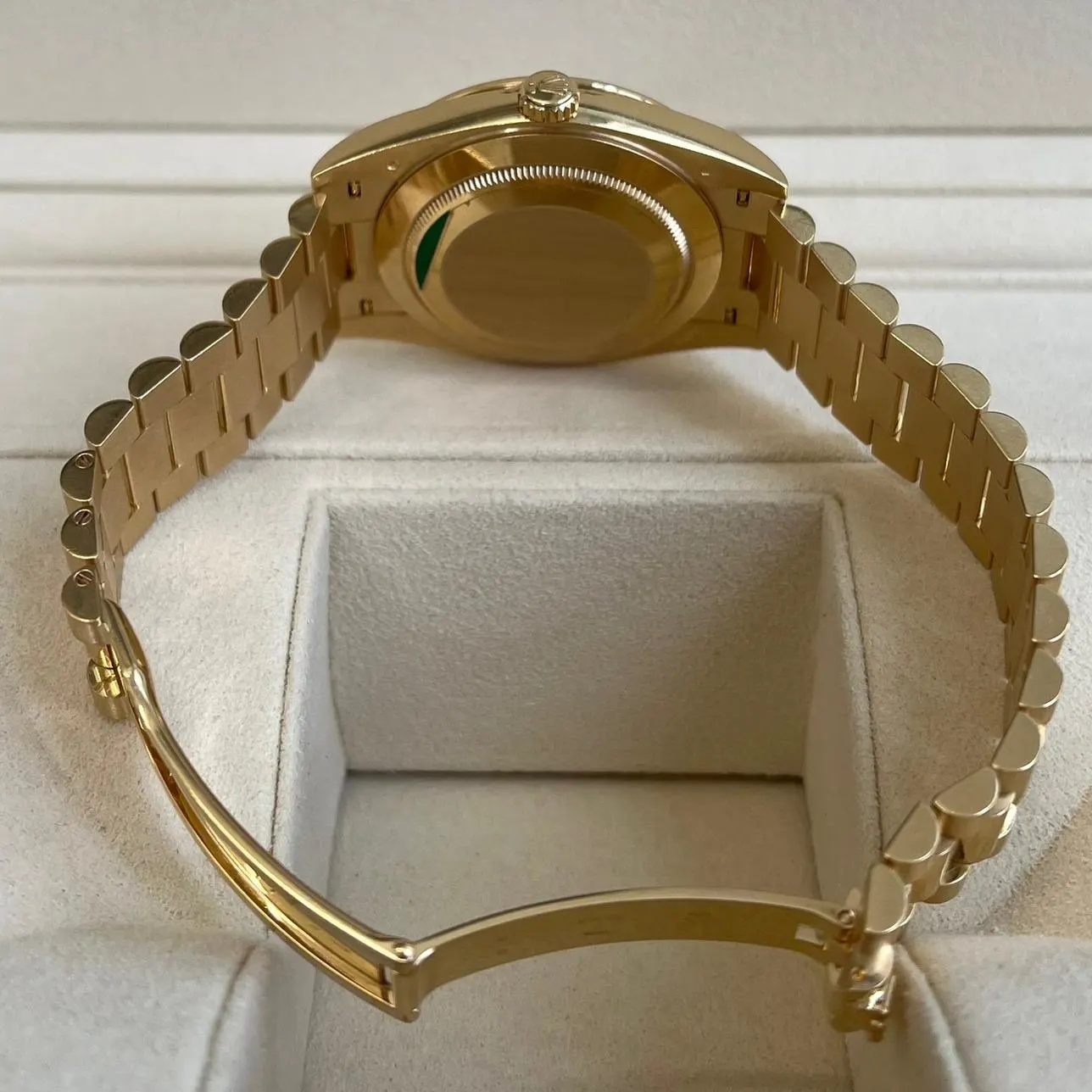 [Super Clone]RLX Day-Date 40mm Champagne Diamond Dial and Bezel Yellow Gold President Bracelet 228348RBR-0002