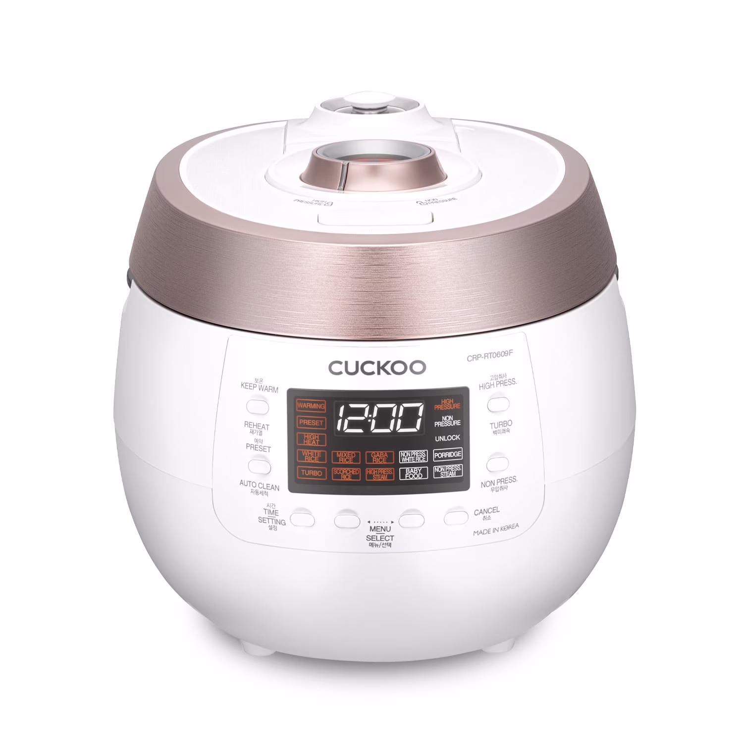 CUCKOO CRP - RT0609FB 6 - Cup (Uncooked) / 12 - Cup (Cooked) Twin Pressure Rice Cooker & Warmer with Nonstick Inner Pot, 14 Menu Options, Safe Steam Release, 3 Voice Guide, Auto Clean (Black)