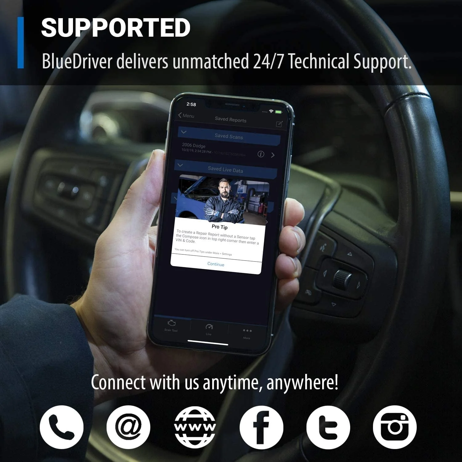 Pro OBD2 Bluetooth Car Diagnostic Scan Tool and Code Reader for iPhone and Android Image 3