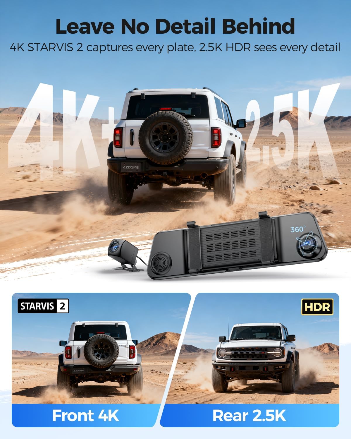 AZDOME PG17 Pro STARVIS 2 Mirror Dash Cam Front and Rear with IMX678  ADAS 12