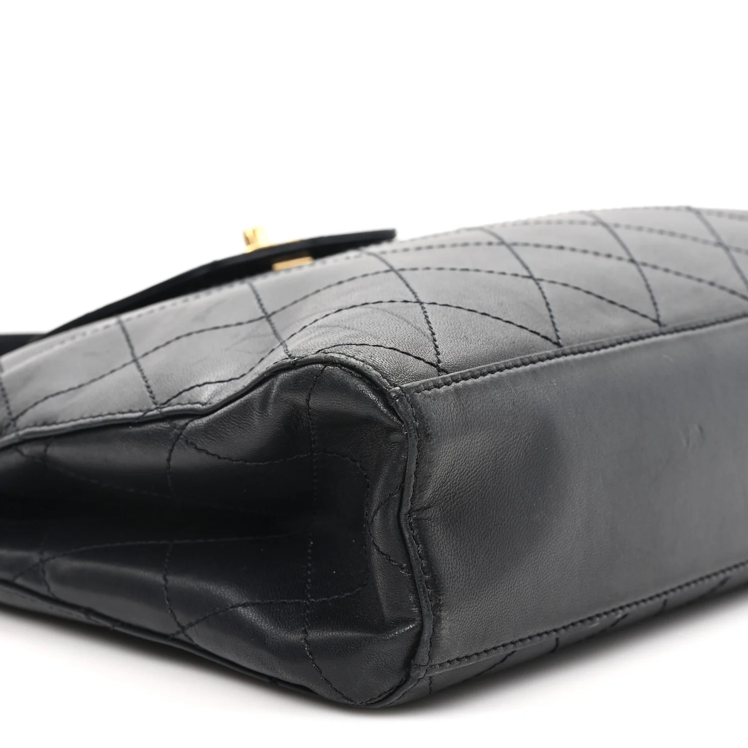 Lambskin Quilted CC Flap Shoulder Bag Black