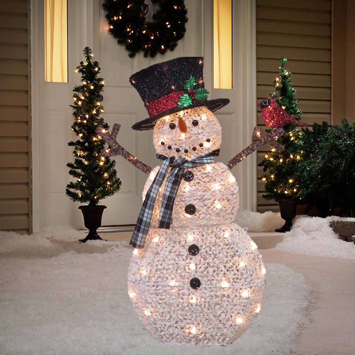 Celebrations 9086262 3.25 ft. Yard Decor Incandescent Snowman with Cardinal Clear