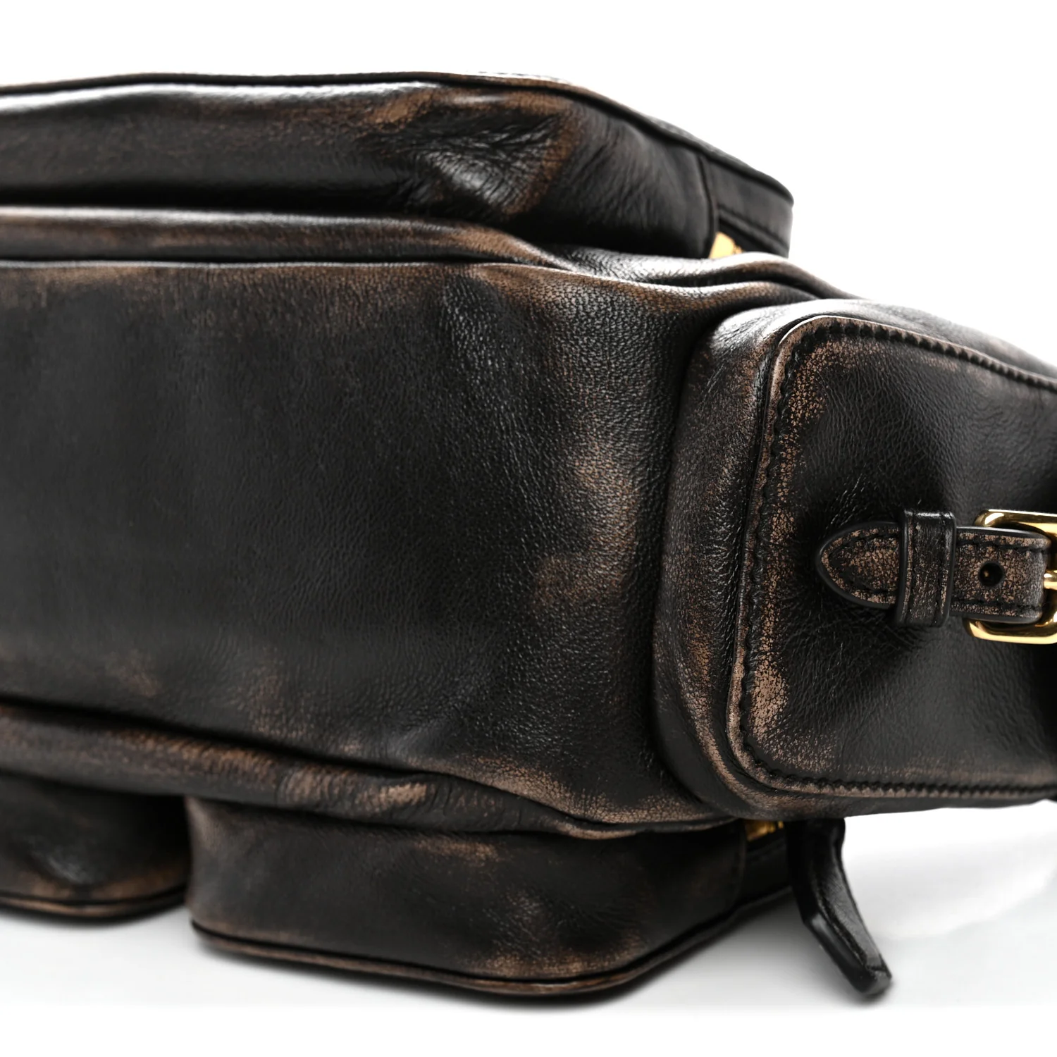 Distressed Nappa Pocket Bag Sand Coffee
