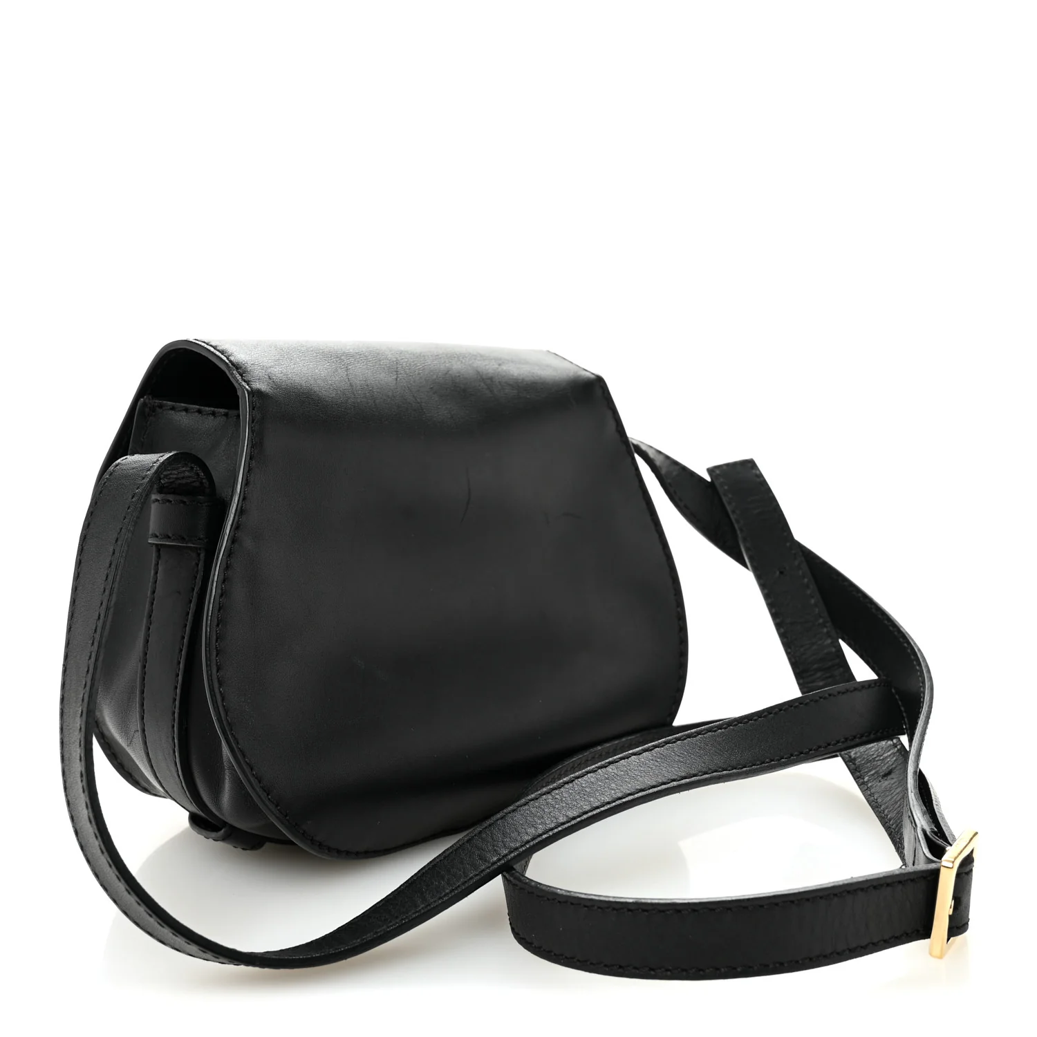 Calfskin Mini Marcie Metal Bar Trim Crossbody Bag Black