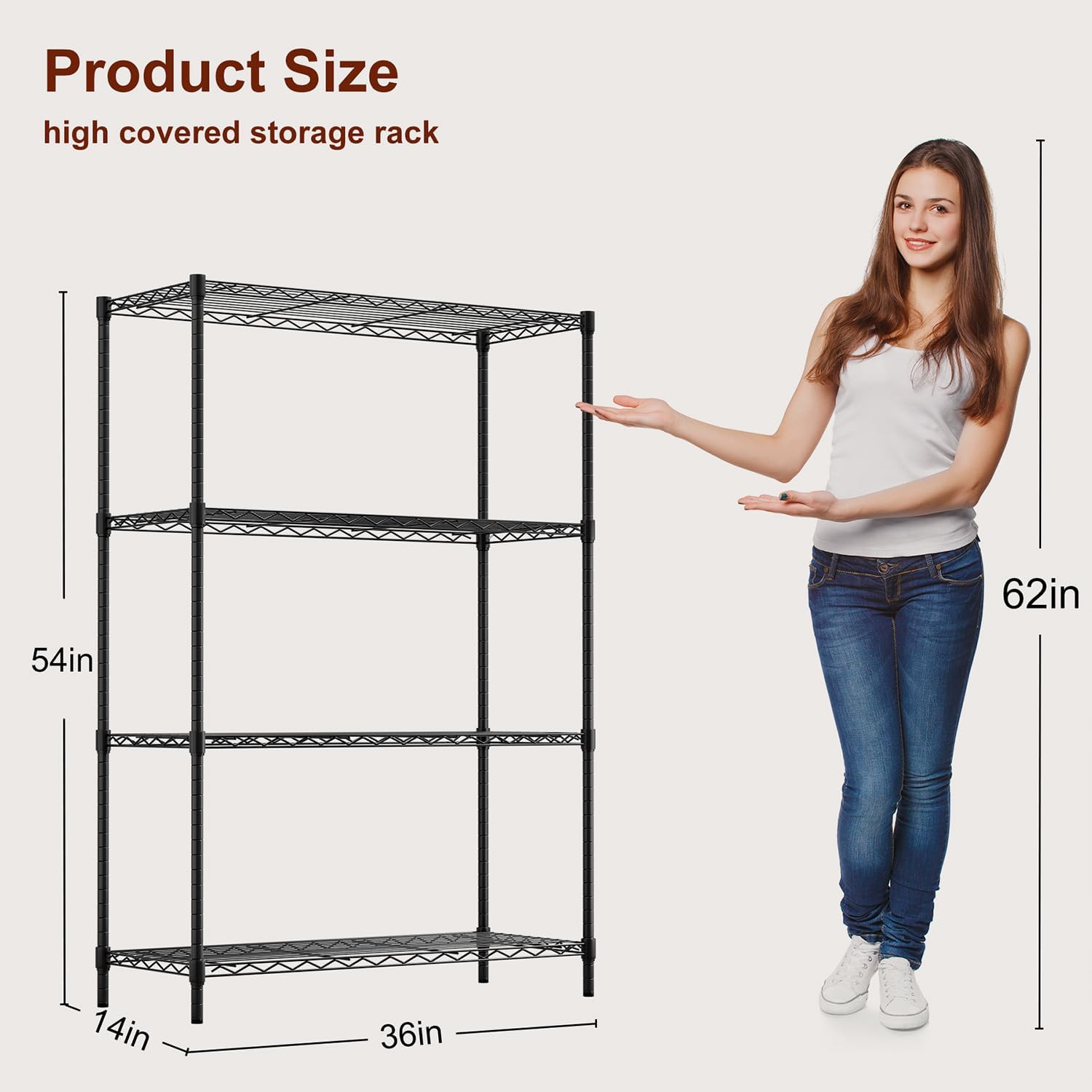 BestOffice| 4-Tier Wire Shelf| 36