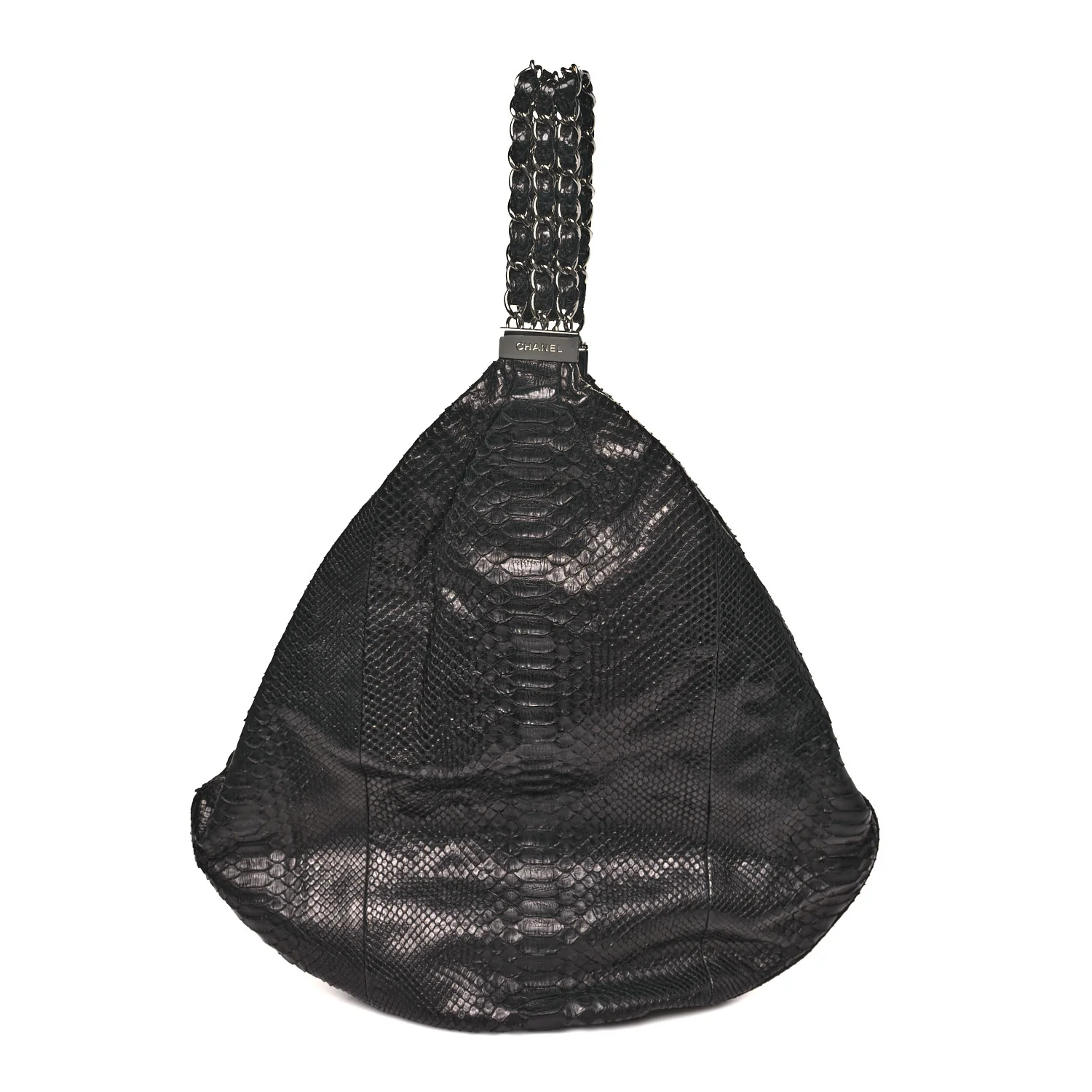 Snakeskin Rock and Chain Hobo Black