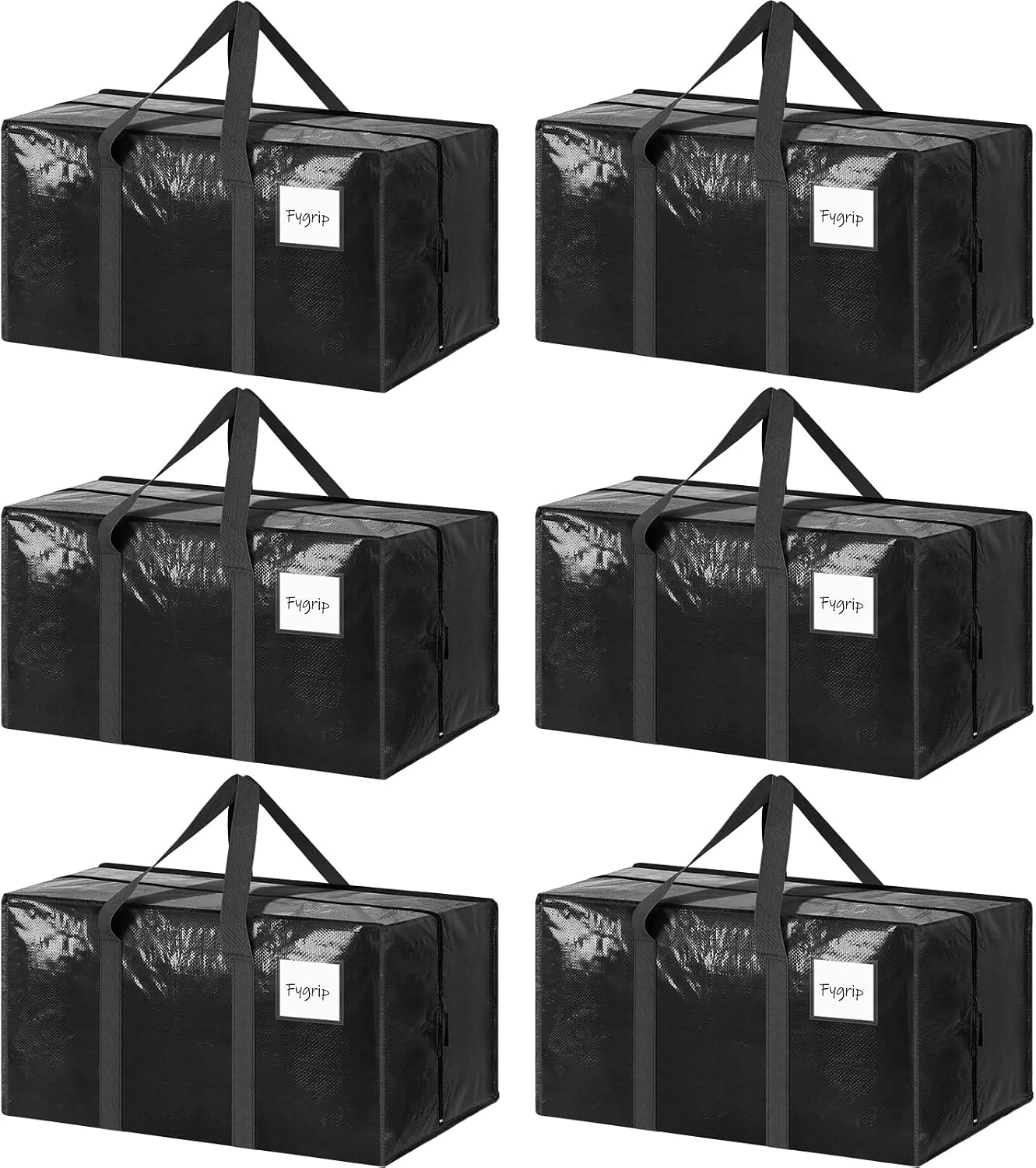 6 Pack Extra Heavy Duty Large Moving Bags with Strong Zipper, Dark Blue