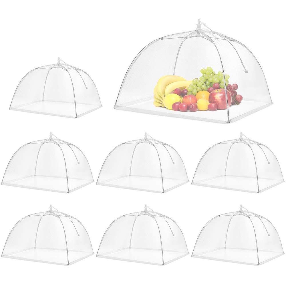 Pop-Up Mesh Screen Food Cover Tent Umbrella, SPANLA 8 Pack Food Cover Net for Outdoors, Screen Tents, Parties Picnics, BBQs, Reusable and Collapsible