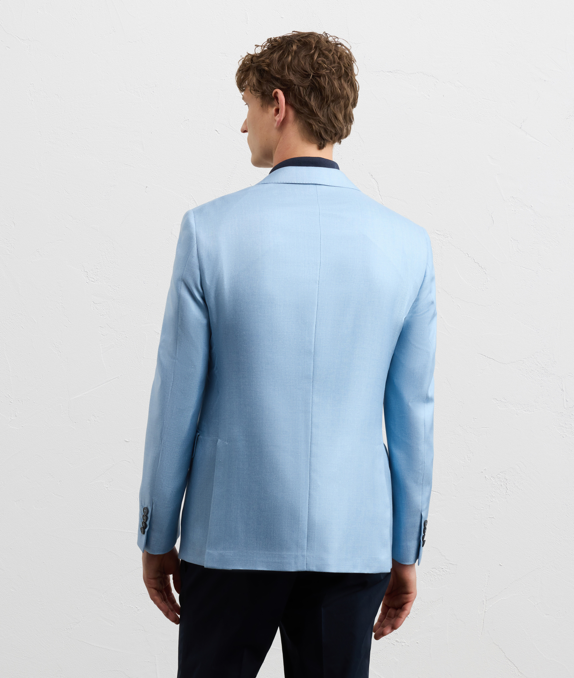 VICENZA LINE HALF-LINED JACKET IN PURE BLUE SILK