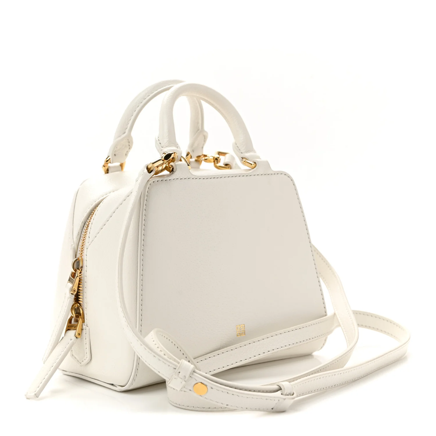 Tumbled Buffalo Micro Antigona Cube Bag White