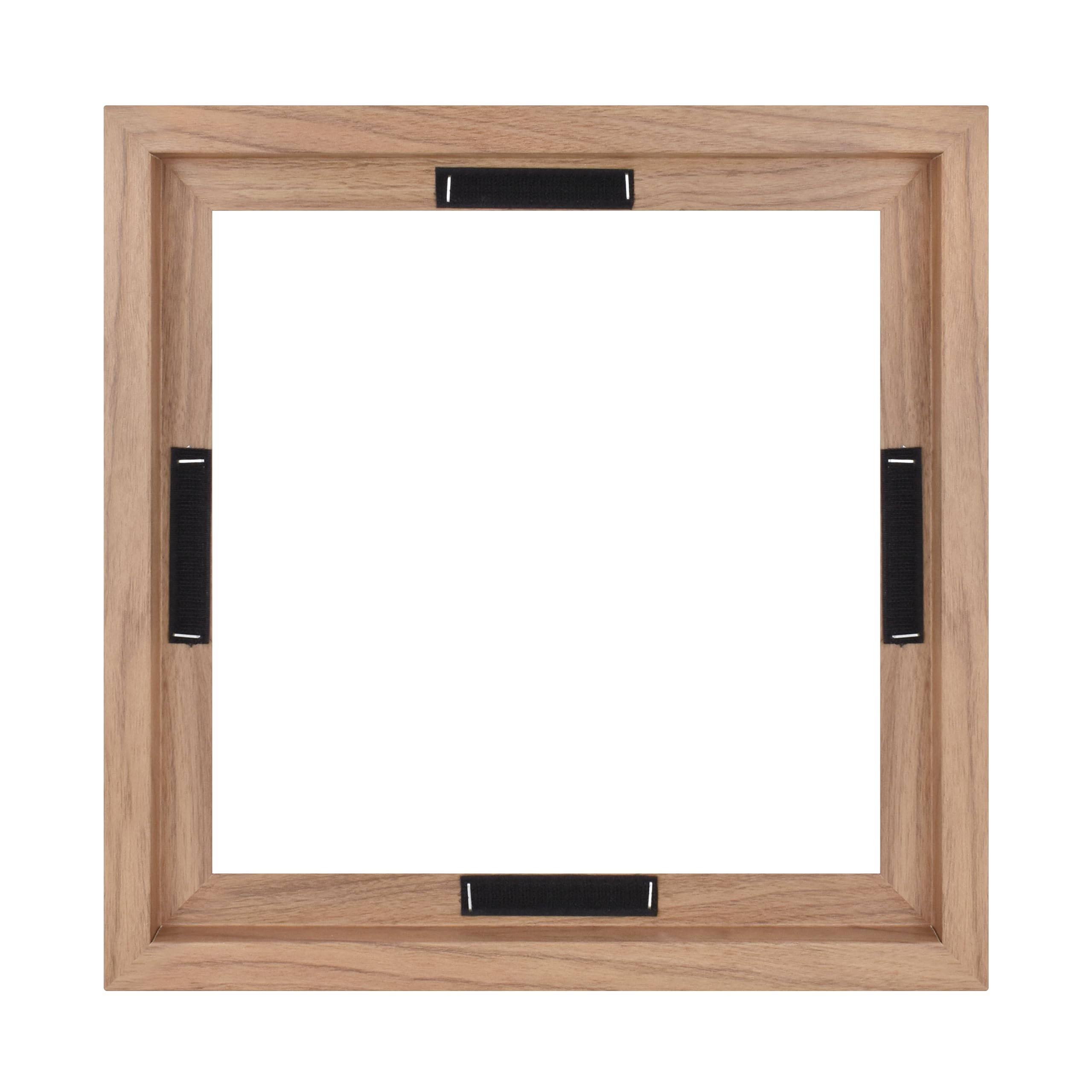 MCS Floating Canvas Frame, Art Frames for Canvas Paintings with Adhesive Fasteners and Hanging Hardware, Walnut Woodgrain, 12 x 12 inch