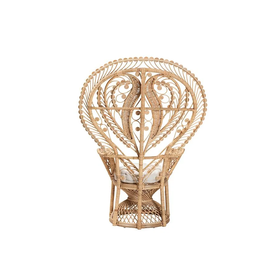 Bali & Pari Fedra Modern Bohemian Natural Brown Rattan Peacock Accent Chair