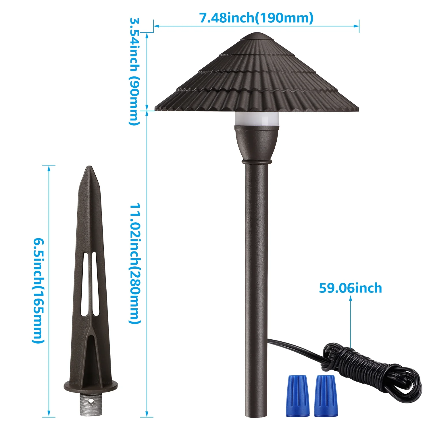 12 Pack 5CCT LED Pathway Landscape Lights, 1800K/2700K/3000K/4000K/5000K Selectable, 12-24V AC/DC Low Voltage, IP65 Waterproof, Oil Rubbed Bronze, Aluminum Housing