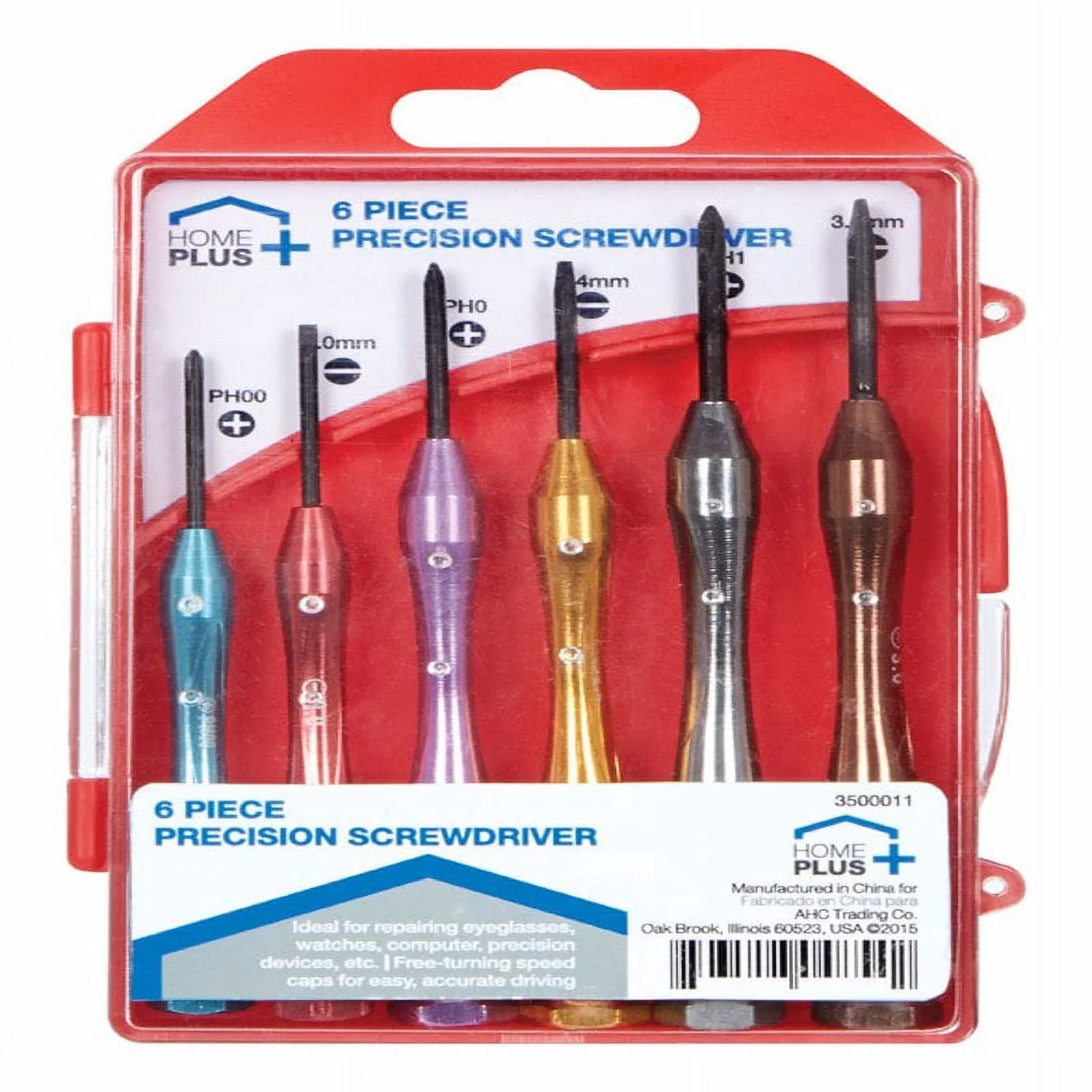 Home Plus 3500011 Precision Screwdriver Set  Multi Color  6 Per Case - pack of 12
