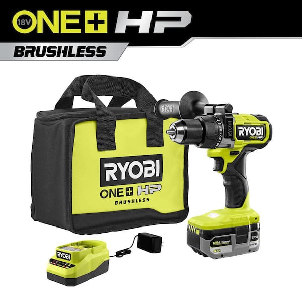 ONE+ HP 18V Brushless Cordless 1/2 in  Hammer Drill Kit with (1) 4 0 Ah High Performance Battery, Charger, and Tool Bag