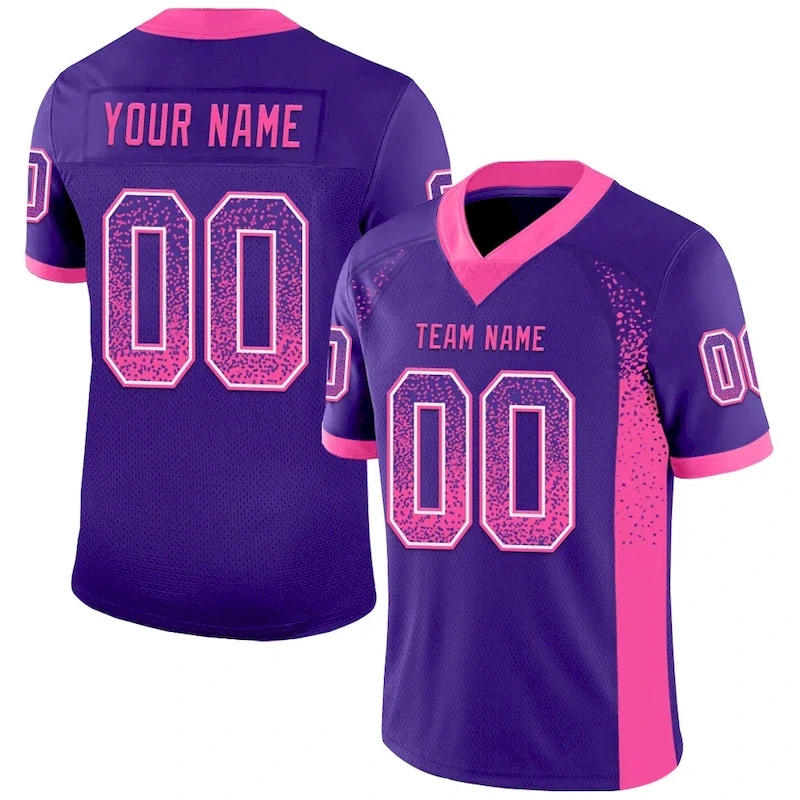 Custom Purple Pink-White Mesh Drift Fashion rugby jersey
