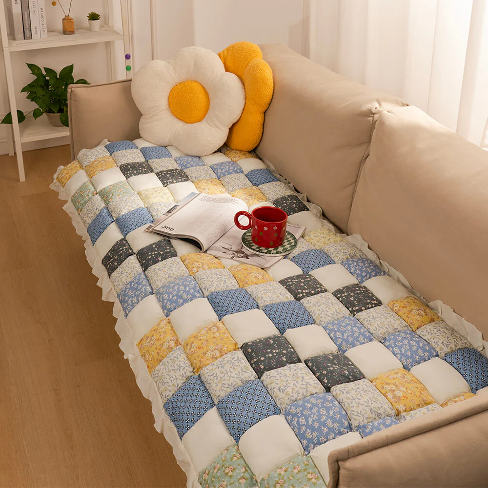 Garden Chic Cotton One-Piece Pet Friendly Protective Couch Cover
