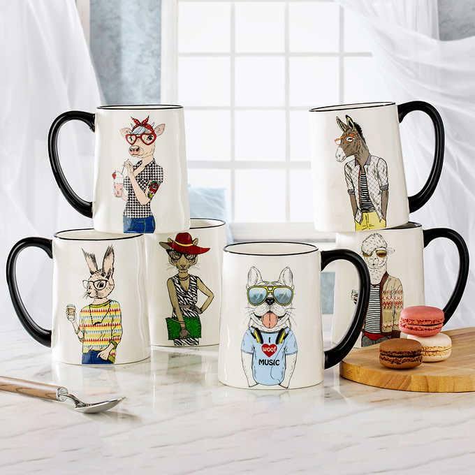 Signature Dining | 6 Stoneware 17.5 oz Animal Coffee Mugs | Color: White | Size: Os | Jennyxmerch's Closet