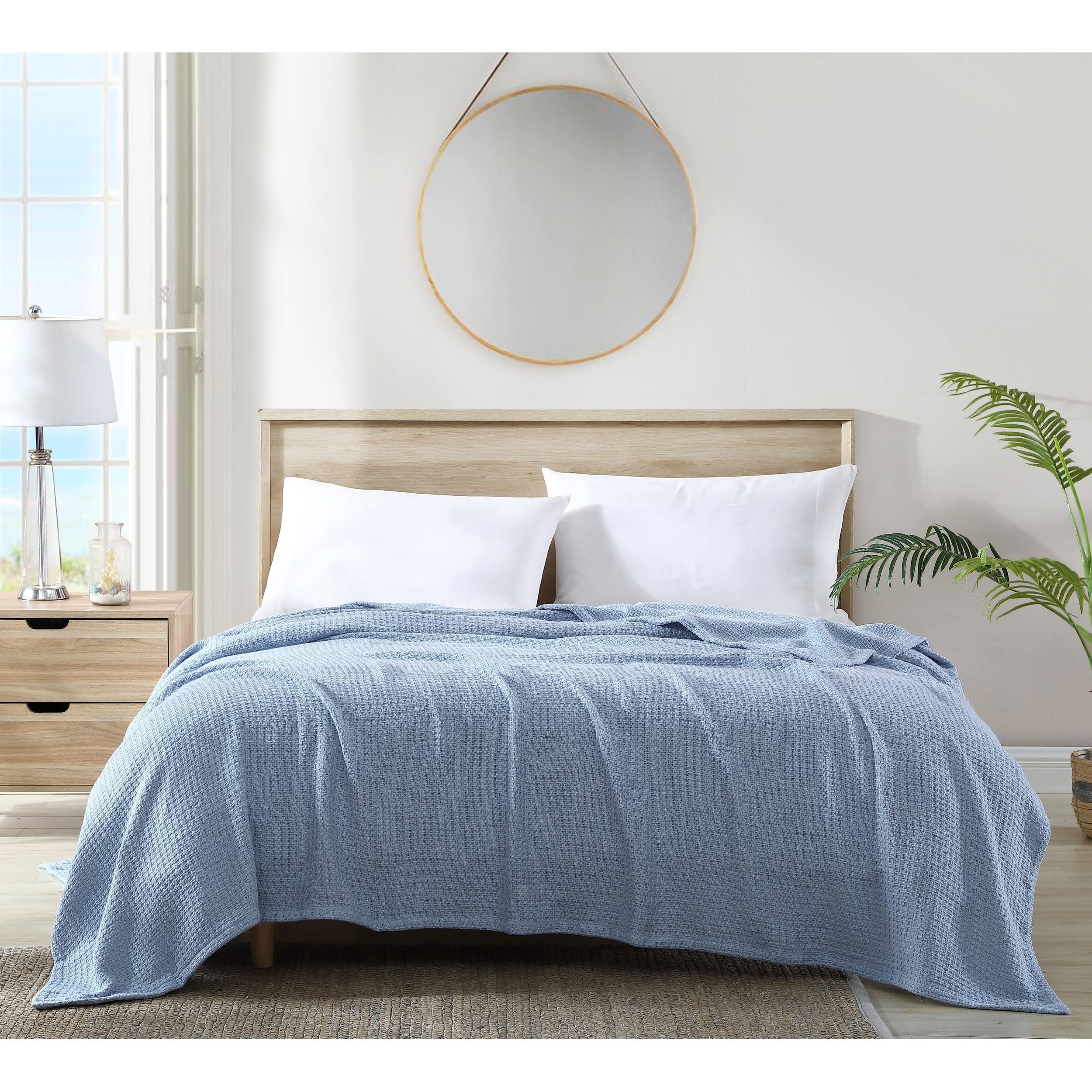 Tommy Bahama Bahama Coast Blue Cotton Blanket, Full/Queen