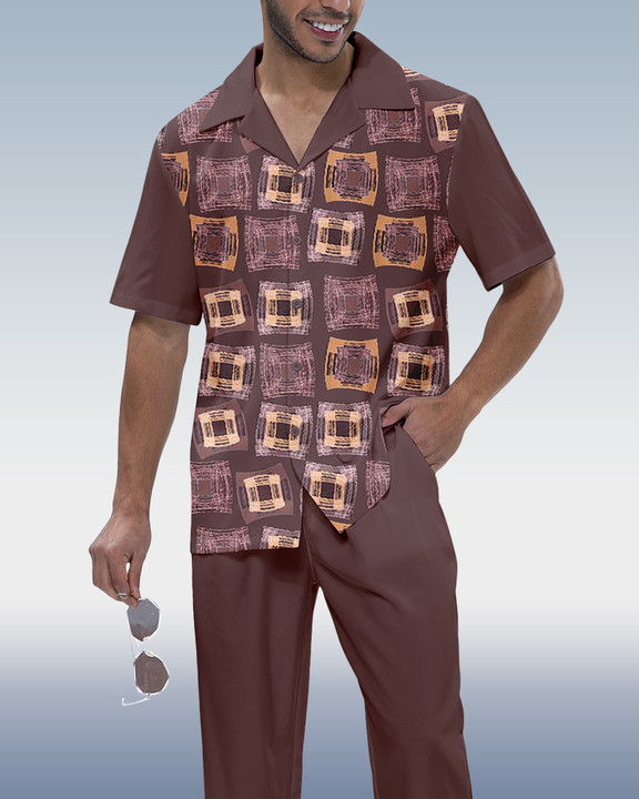 Ensemble de marche Suitmens pour homme, chemise à manches courtes color block, réf. 319