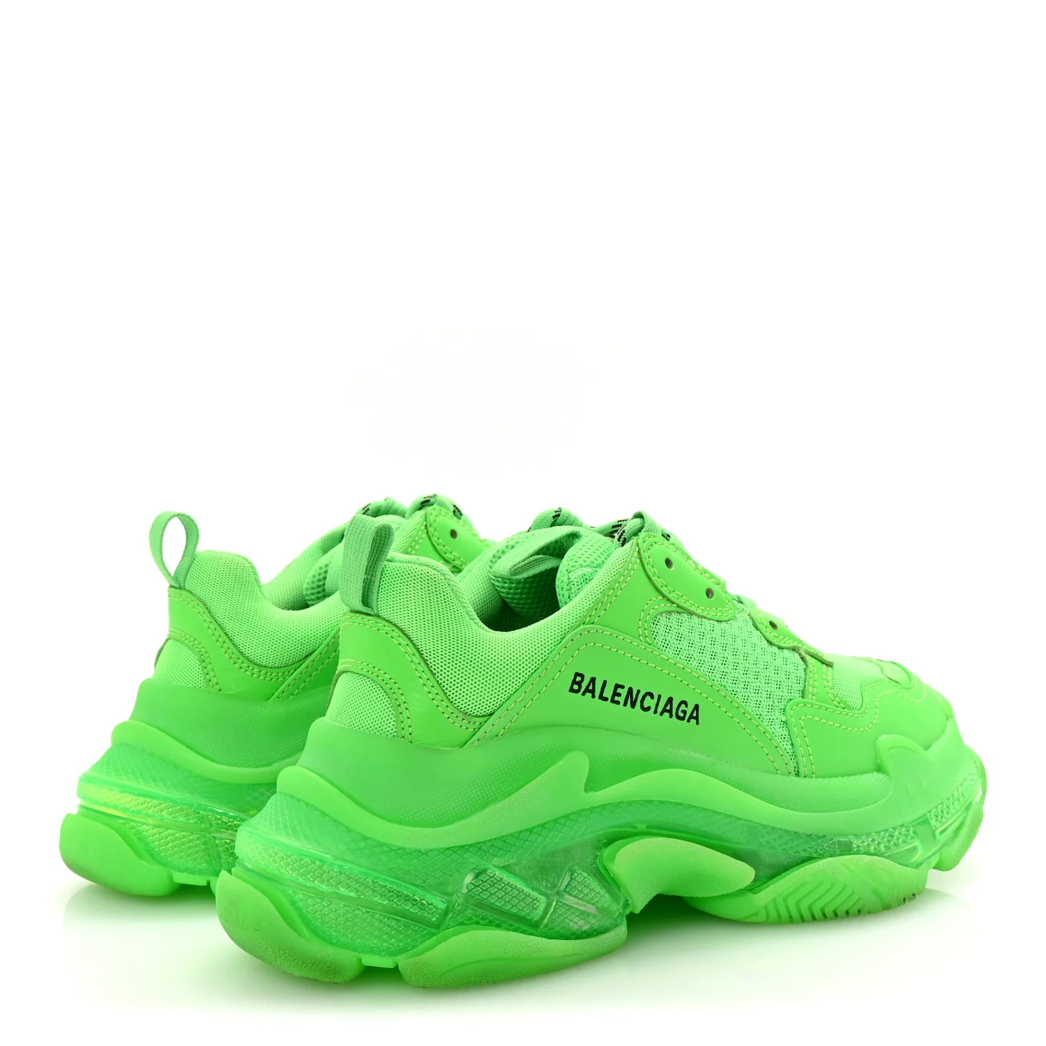 Fabric Mesh Clear Sole Womens Triple S Sneakers 37 Fluo Green