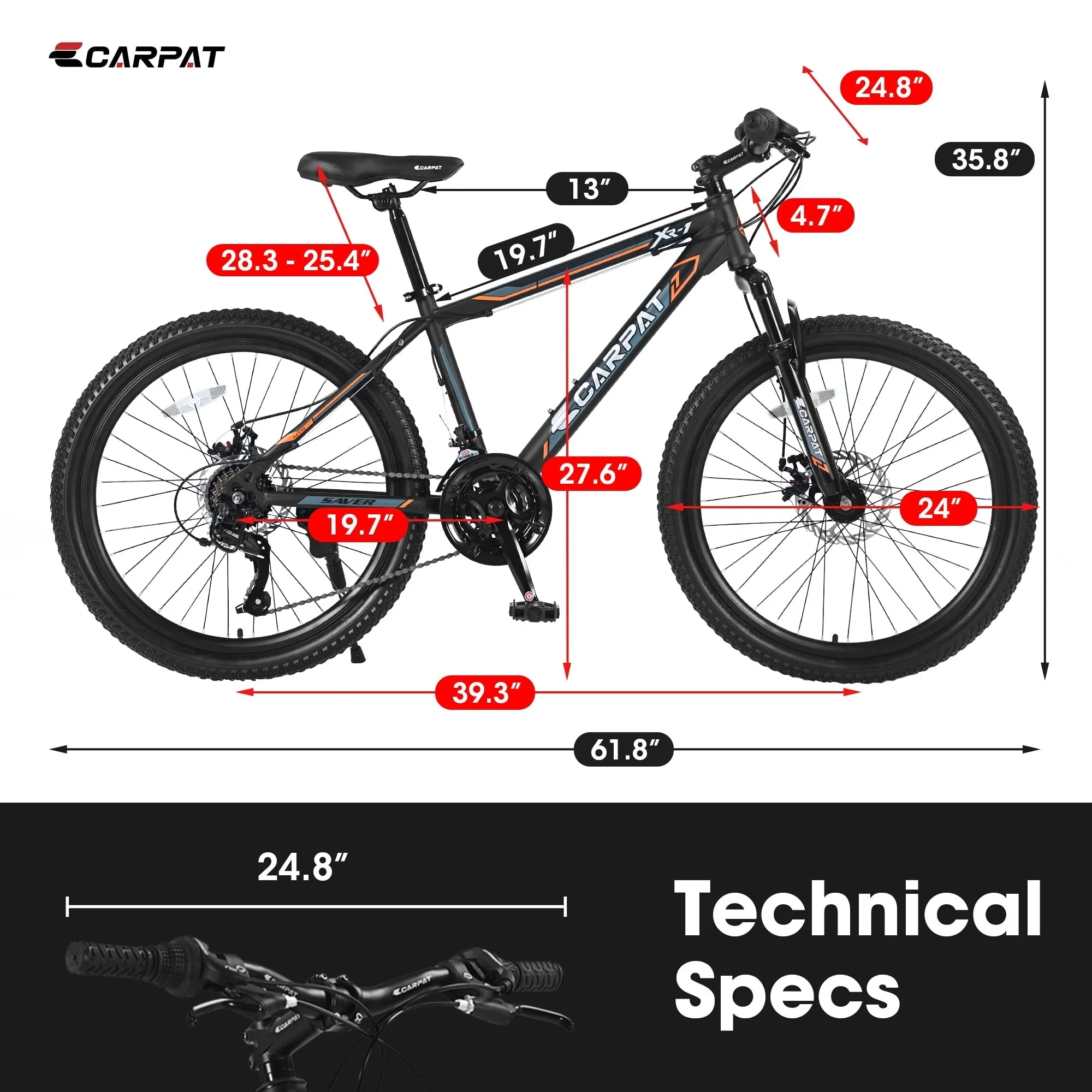 24 inch Kids Bike for Boys Girls, Kids Mountain Bike with Disc Brakes 21 Speed