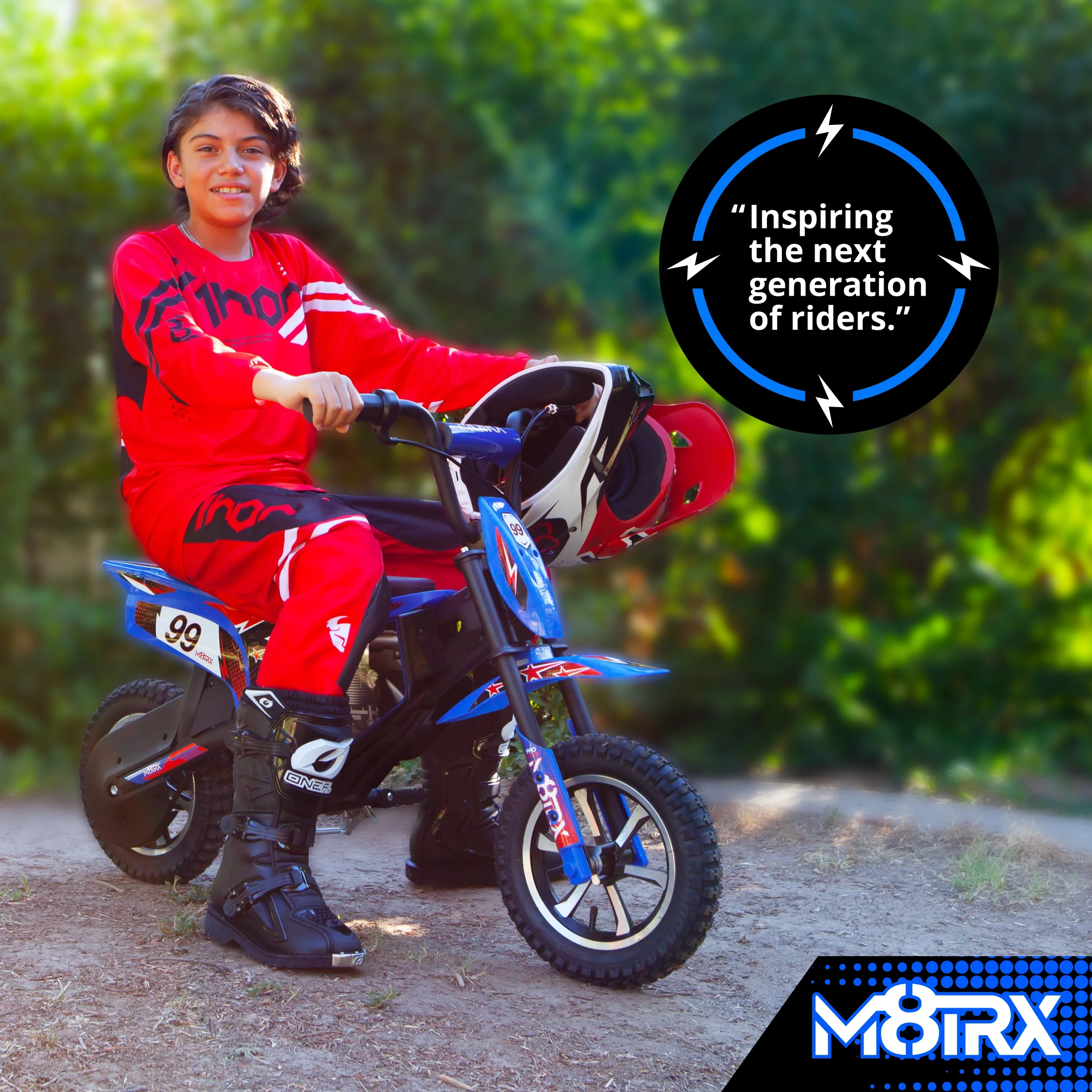 Blue 24V Electric Dirt Bike, Ride on Toy Motorcycle for Kids and Teens(Blue) - Image 4