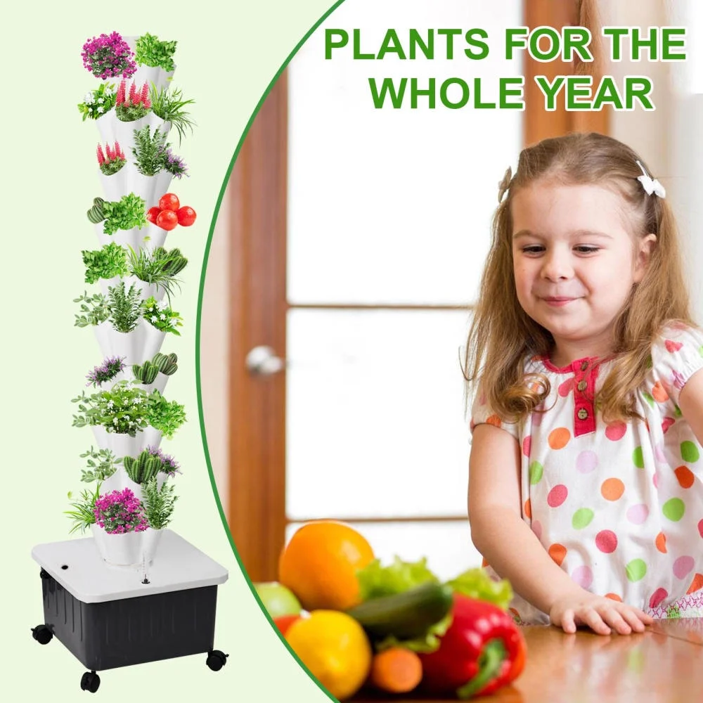 Hydroponic Growing System Tower | Vertical Vegetable Planting Towers | 10-Layer 50 Slots, Hydroponic Growing Kit forHydroponics Towers Garden,Suitable for Balconies, Courtyards, Roofs - Image 7