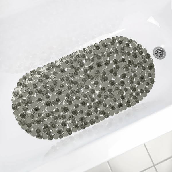 Mainstays Oval Pebble Scrubber Bath Mat - Grey - 13.58 x 27.40 in