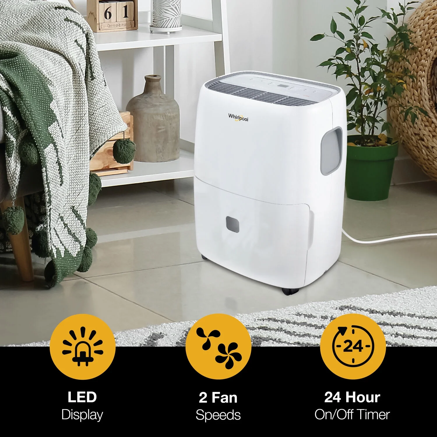 30-Pint 3000 Sq ft Humidity Absorber Dehumidifier, Bedroom, Basement, Garage, WHAD301DW, New(30 pt) - Image 6