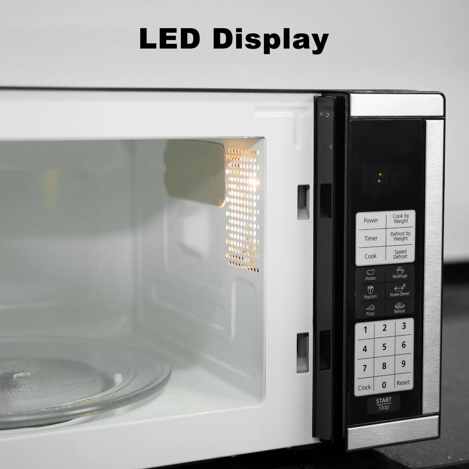 SMAD Countertop Microwave Oven 700W 10 Power Levels 6 Auto Menus 0.7 cu ft