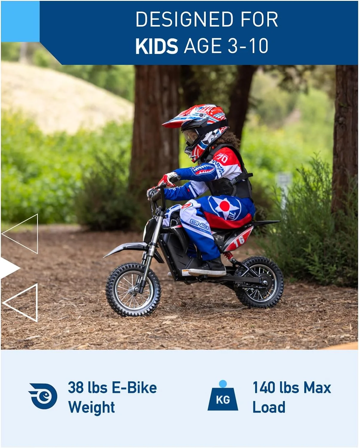 DK1 Electric 300W Dirt Bike, for 3 Years to 13 Years Blue(Blue) - Image 8