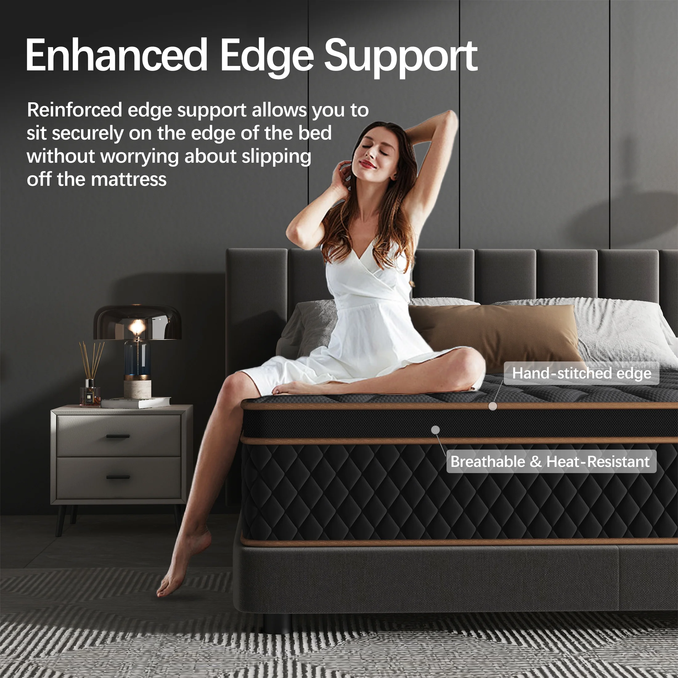 12 inch Queen Mattress in a Box, Individual Pocket Spring Mattress with Motion Isolation, Pressure Relief Edge Support, Medium, Euro Top(Queen/12 in) - Image 6