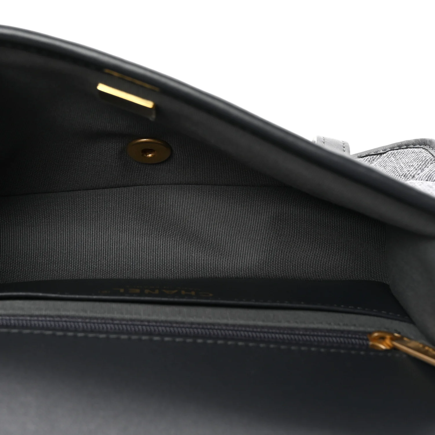 Washed Denim Quilted Messenger Flap Black