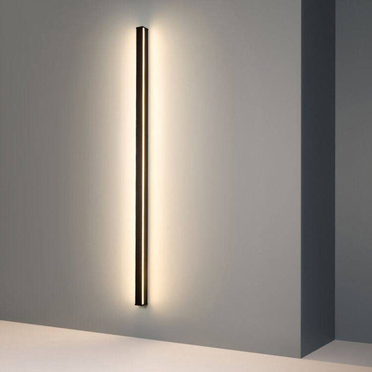 Minimalist Linear LED White/Black Wall Lamp - Modern Ambient Atmosphere Lighting Works w/ Alexa - Long Nordic Style Wall Light Black / Warm 3000K / 40