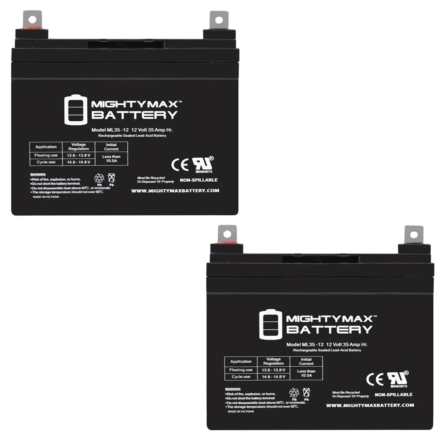 12V 35Ah Replaces Garden Way/Troy Built Rototiller Lawnmower - 2 Pack