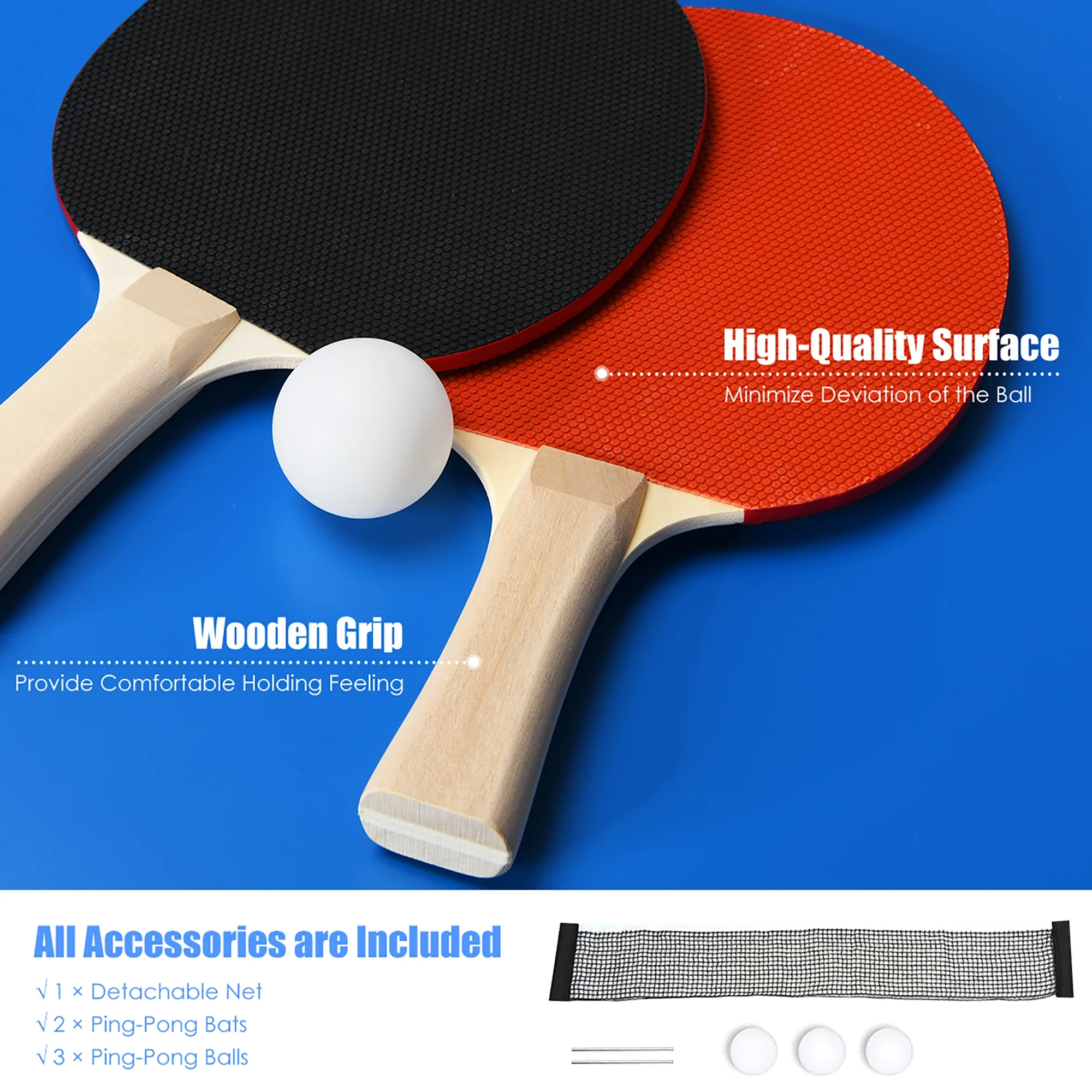 6��x3�� Portable Tennis Ping Pong Folding Table w/Accessories Indoor Outdoor Game - Image 5