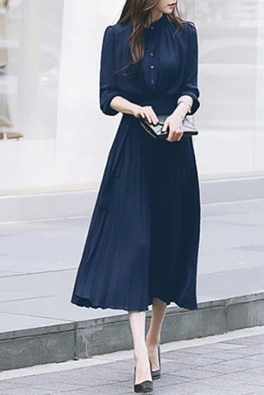 Robe à manches bouffantes en chiffon plissé