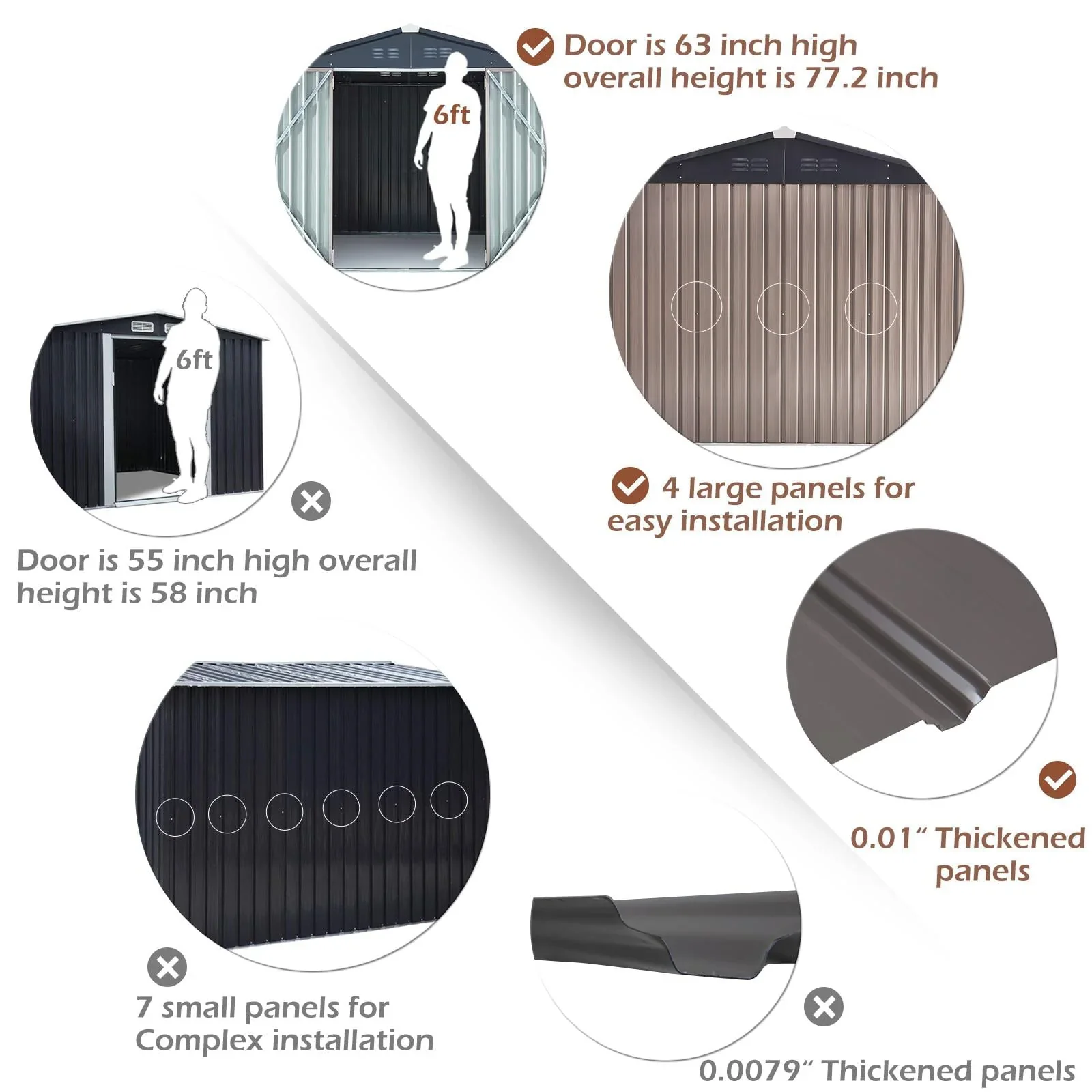 YODOLLA 8.4 x 6.3 ft. Outdoor Metal Storage Shed for Garden Tools