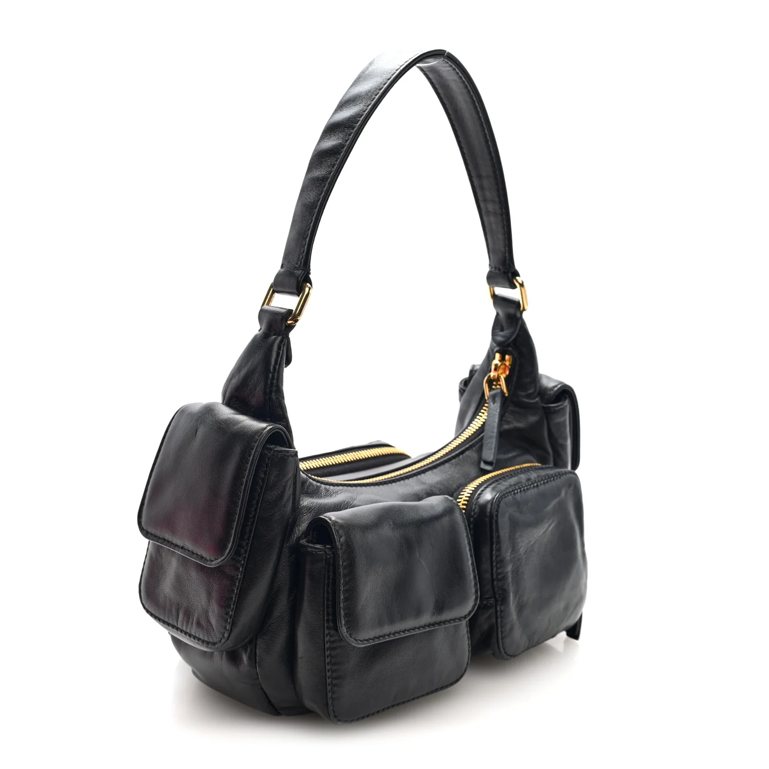 Nappa Multi Pocket Hobo Black