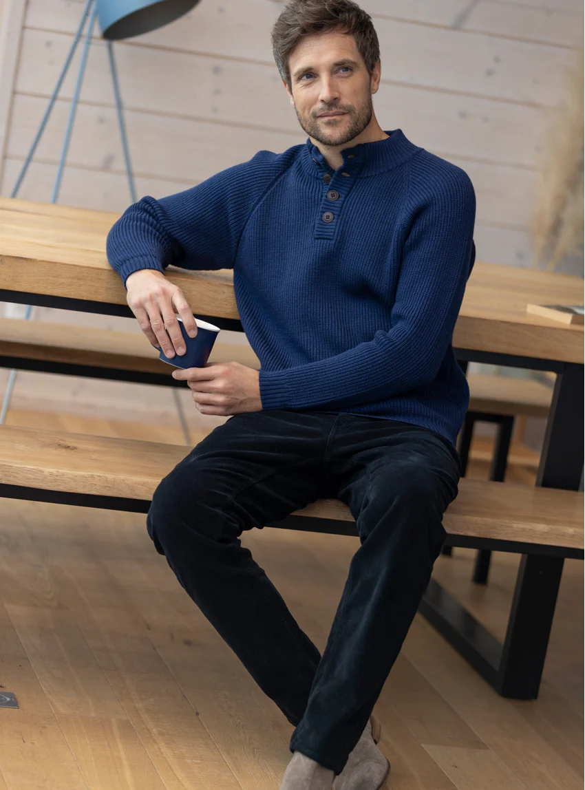 Pantalon homme velours côtelé en coton Noir Anthracite