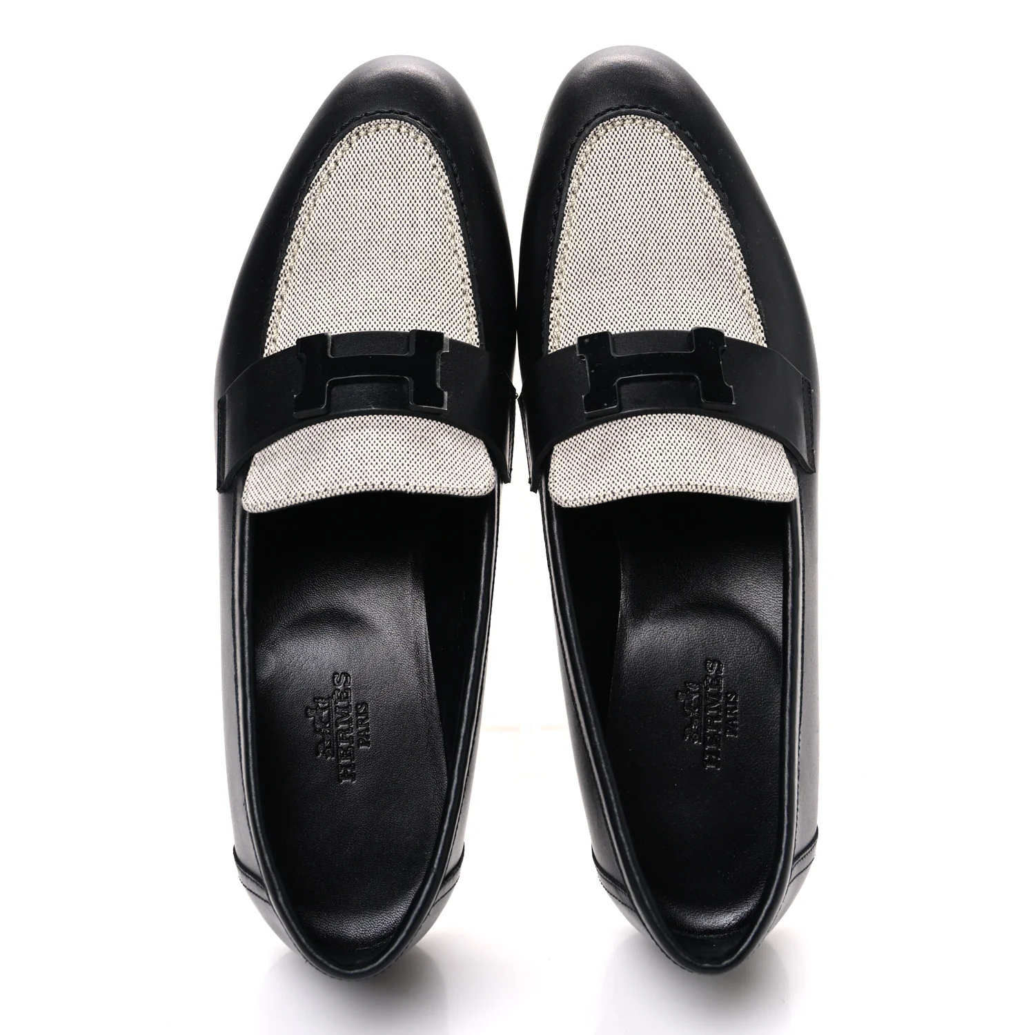 Toile De Coton Calfskin Womens Paris Loafers 37 Black Prunoir