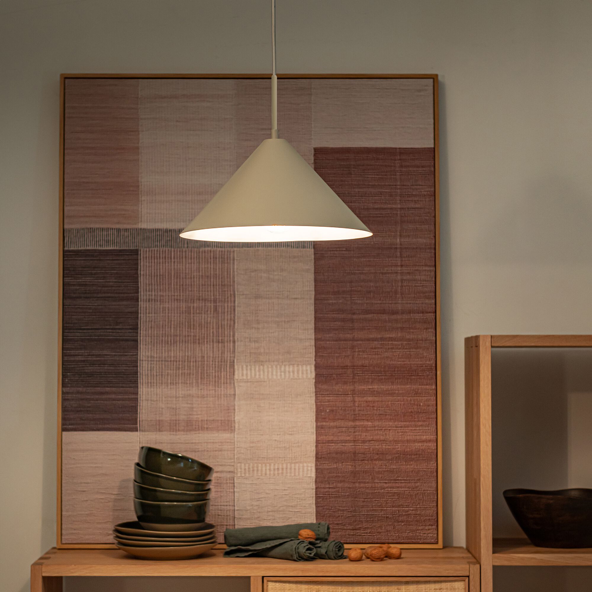 RAVENNE - Suspension électrifiée en fer - beige sable