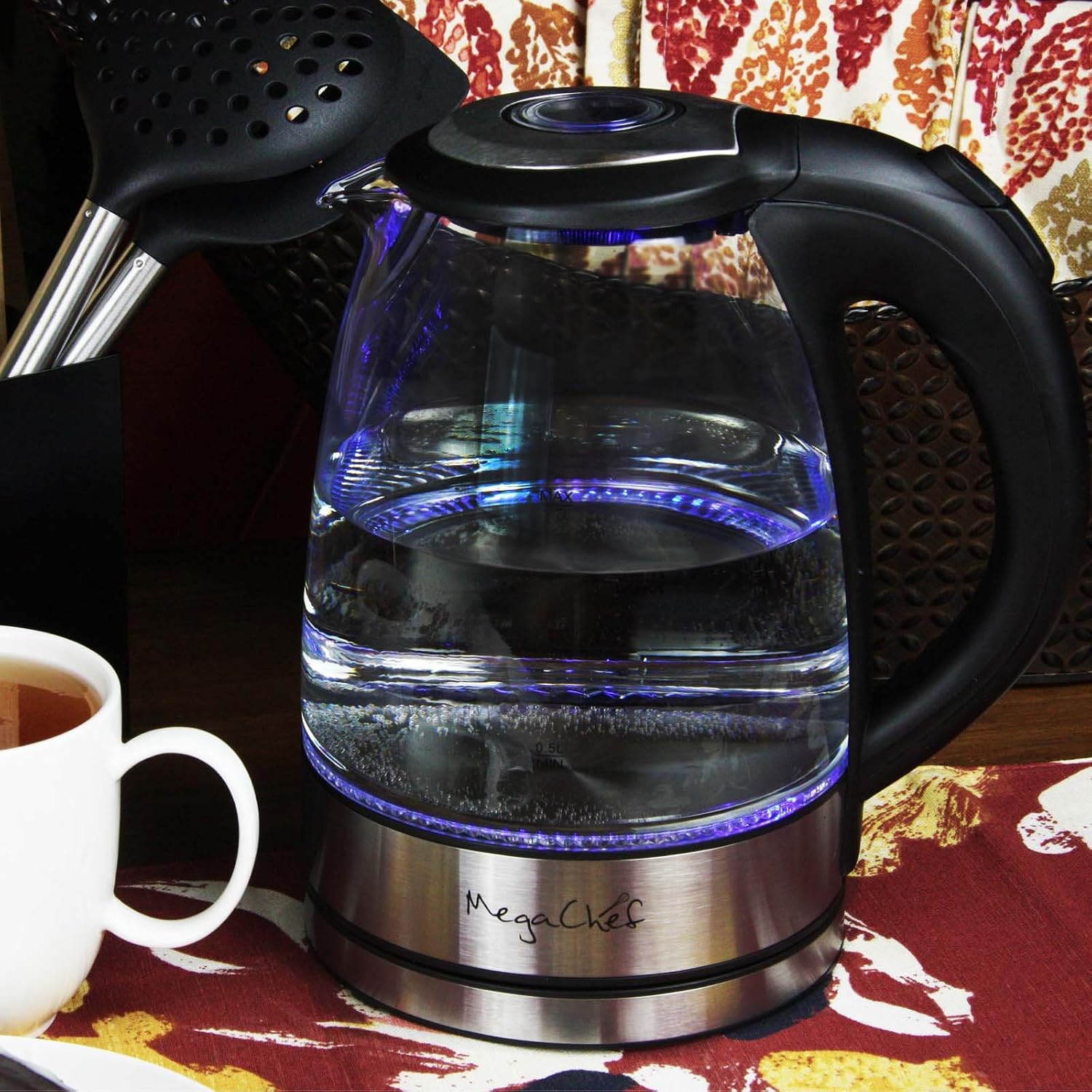 Mega Chef 1.7LGlass and Stainless Steel Electric Tea Kettle