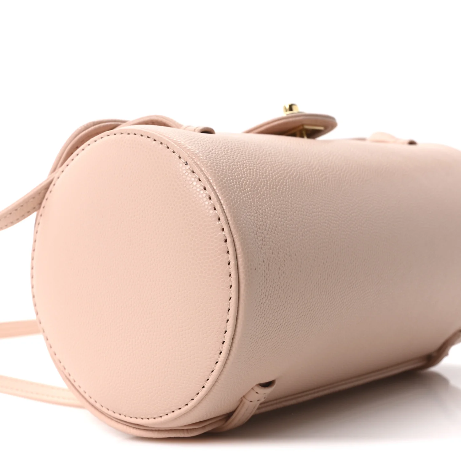 Shiny Caviar Preppy Coco Small Bowling Bag Light Pink