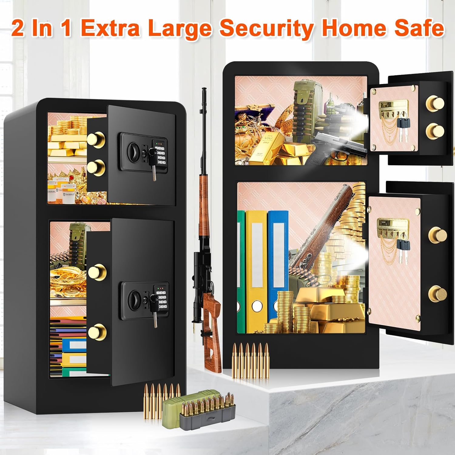 4.5 cu ft Extra Large Home Safe Fireproof Waterproof with DOUBLE SAFES ...