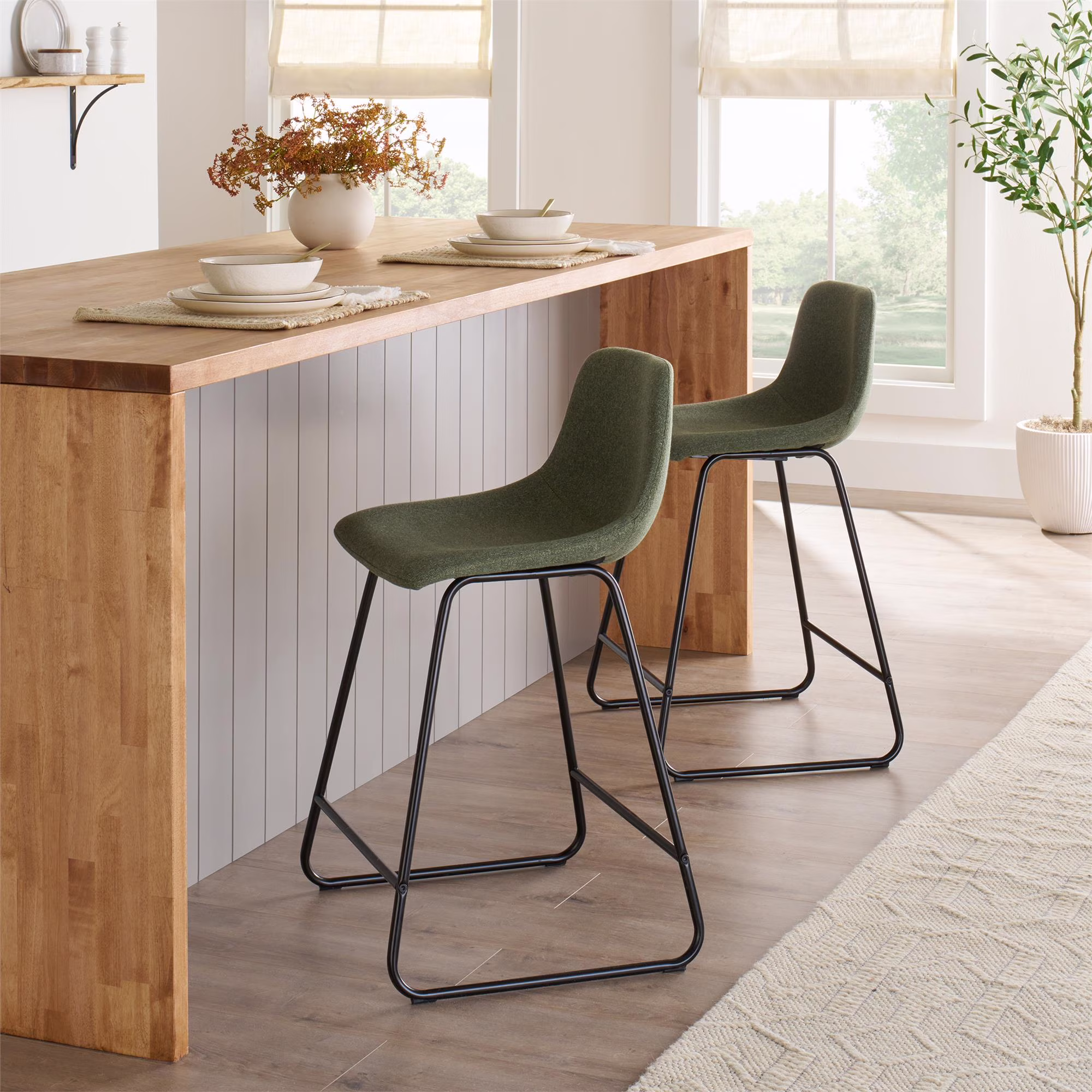 Better Homes & Gardens Scoop Counter Stool, Camel Faux Leather