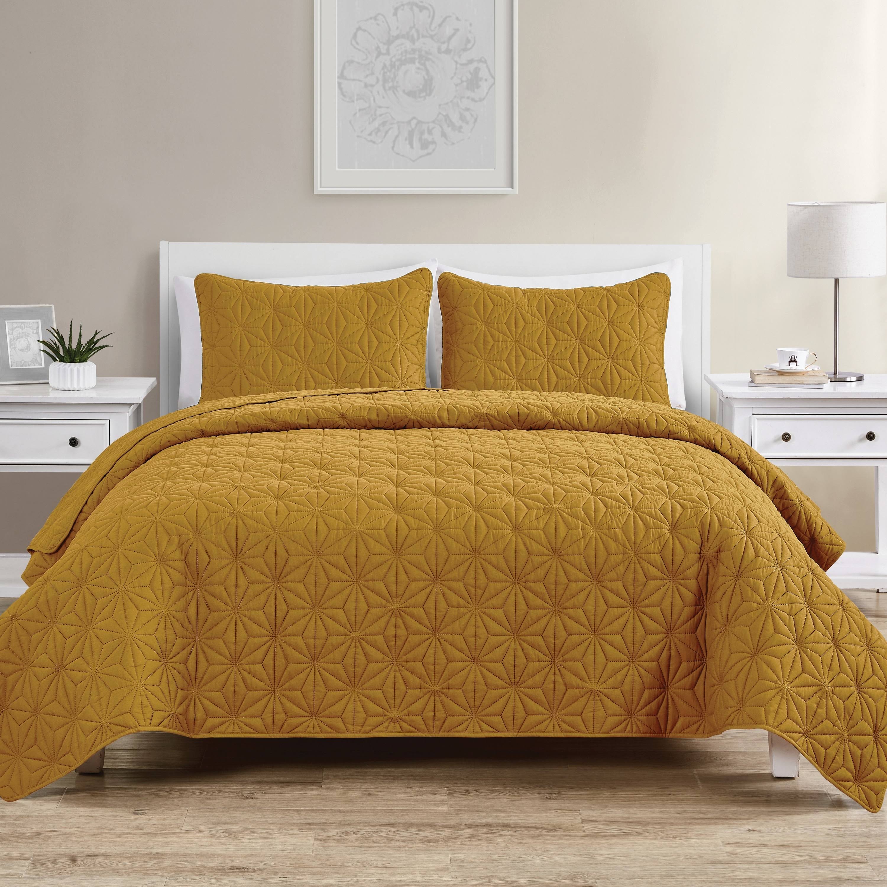 VCNY Home Kaleidoscope Embossed Quilt Set - Gold - King