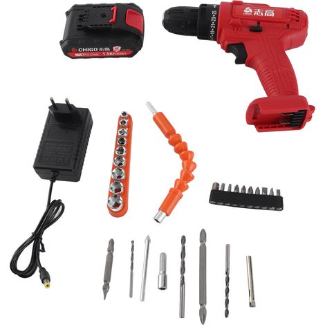 Perceuse électrique sans fil 21 V, 25+1 vitesses de torsion, compacte, portable et rechargeable, pour la réparation domestique et automobile. — vue 2